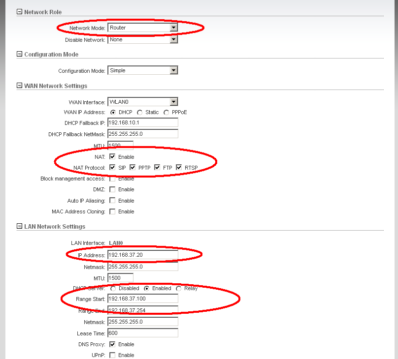 More network settings