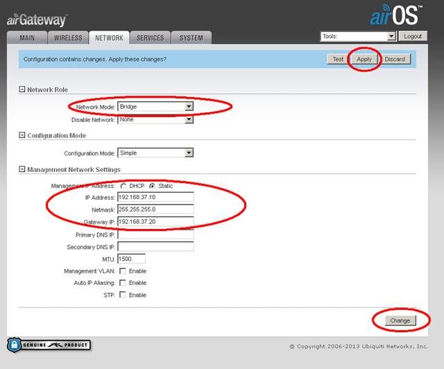 More air Gateway Config